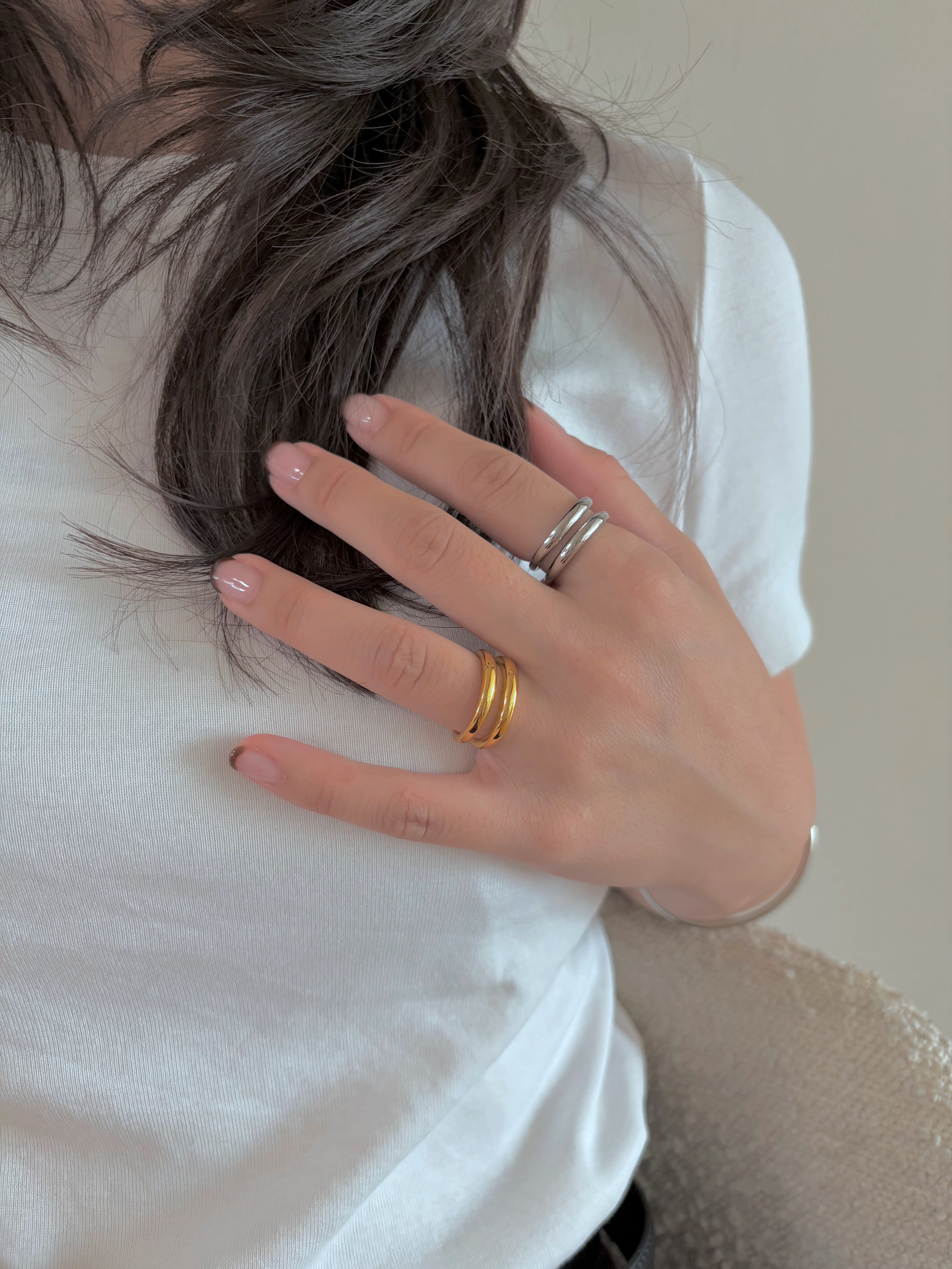SS double line ring
