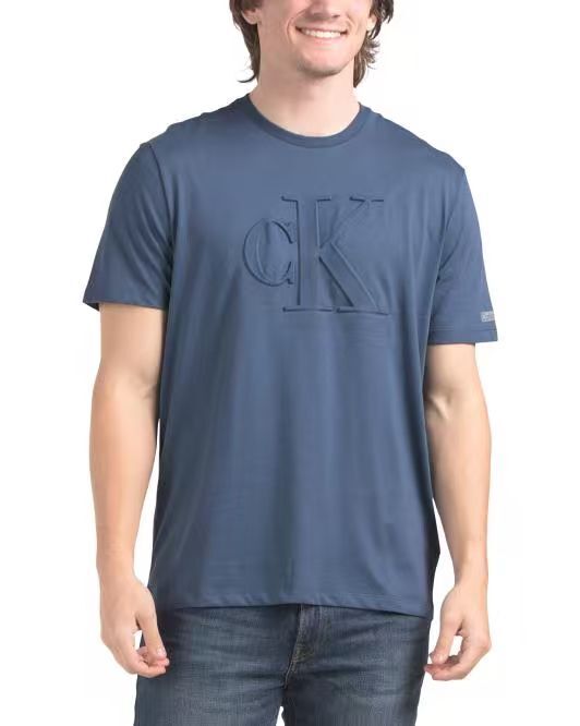 【直播】CALVIN KLEIN LX070304 男裝壓印圓領Logo短袖上衣