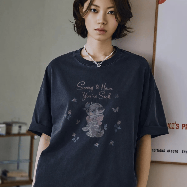 CPGN STUDIO｜Rose Kitty Pigment T-Shirt CP156