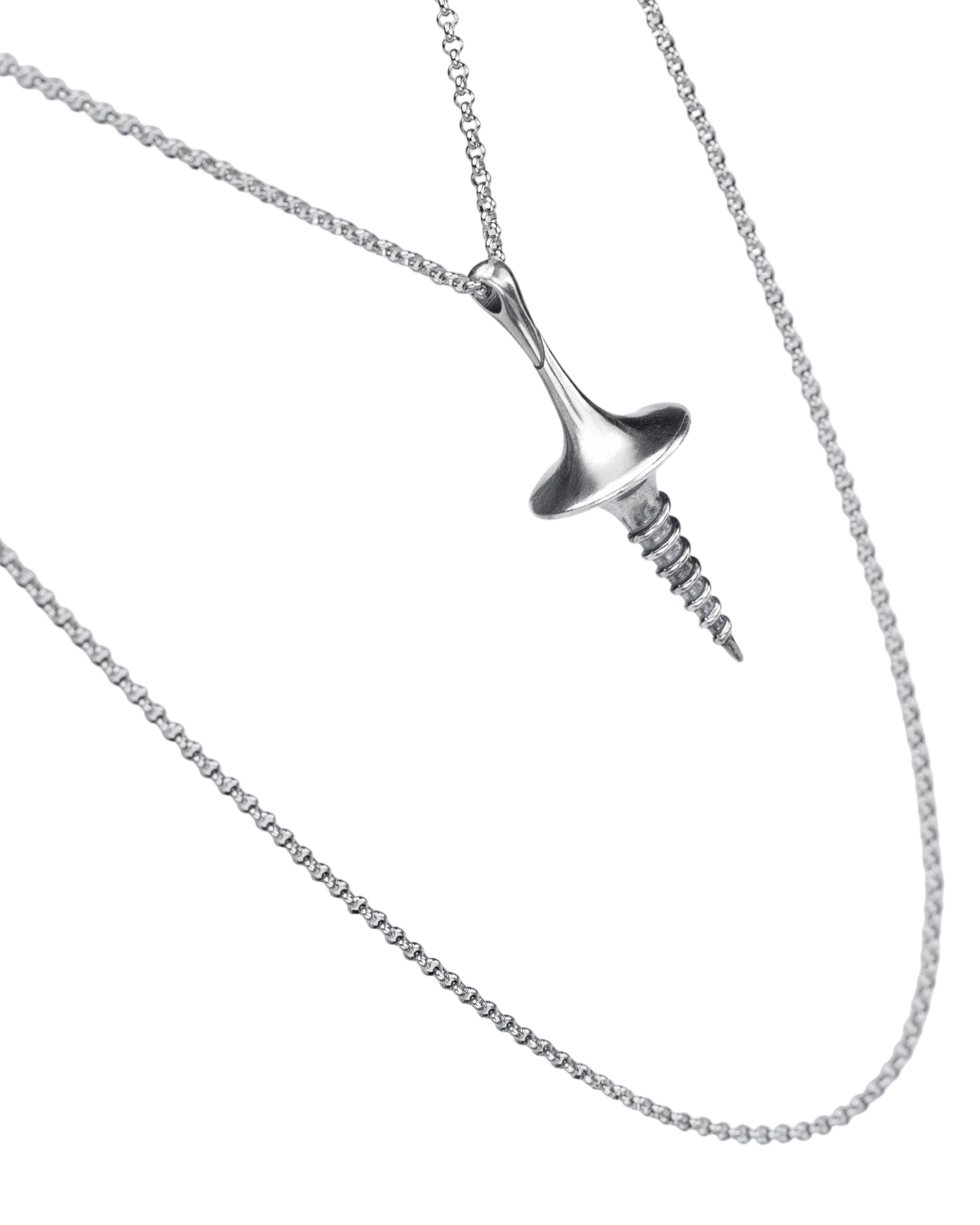 COMA AXIS SPINE NECKLACE, Antique Silver