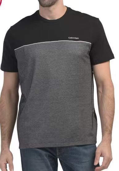 【直播】CALVIN KLEIN LX070306 男裝拼色短袖上衣 (黑灰拼色)