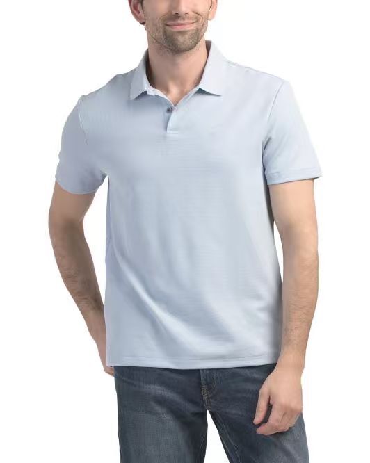 【直播】CALVIN KLEIN LX070307 男裝微蜂巢Polo短袖上衣 (淡藍色)