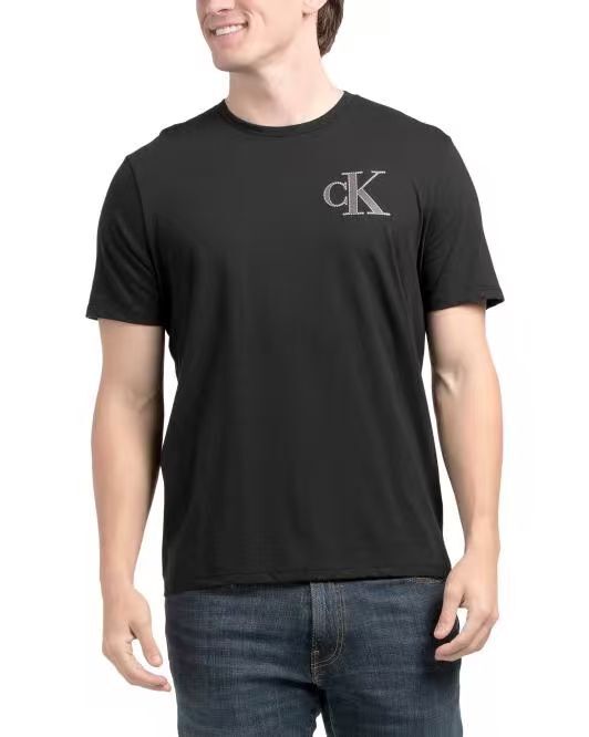 【直播】CALVIN KLEIN LX070311 男裝圓領Logo圖案短袖上衣 (黑色)