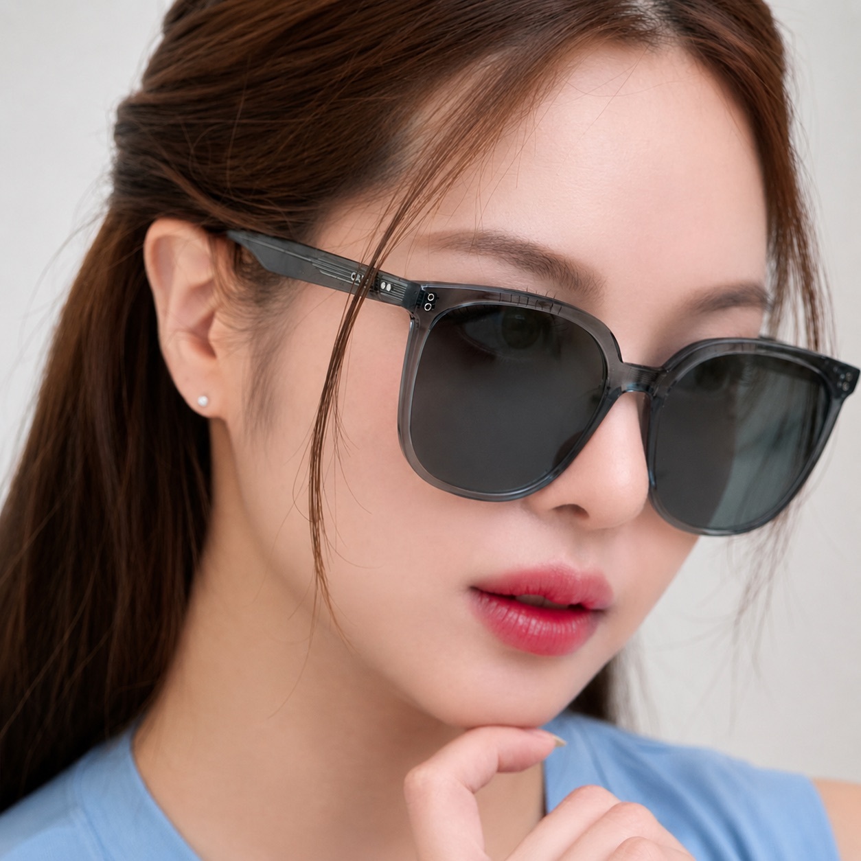 CARIN 煙藍透感圓方框太陽眼鏡