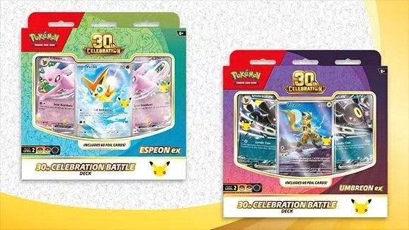 Pokemon PTCG 30th Celebration Battle Deck—Espeon ex and 30th Celebration Battle Deck—Umbreon ex Set