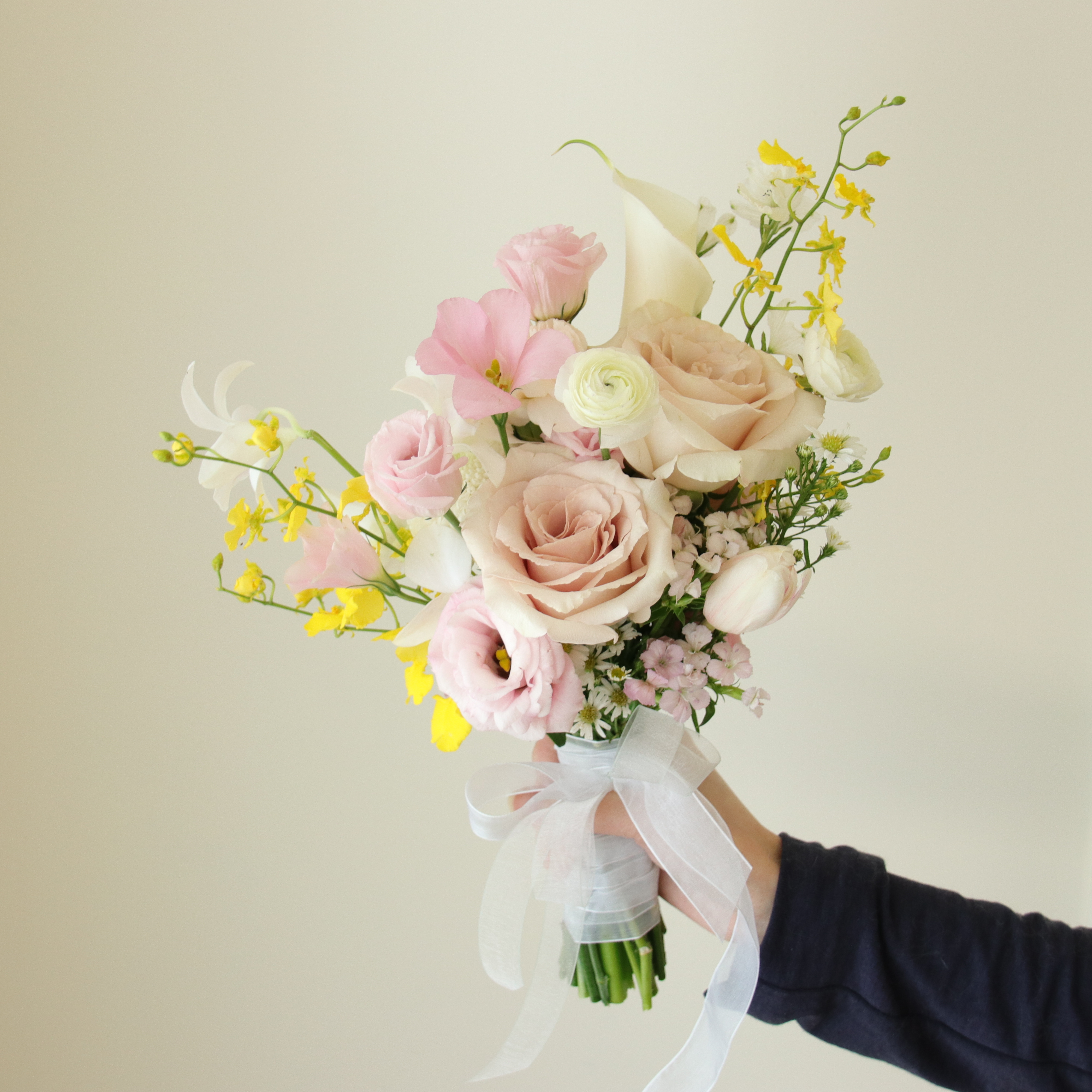 Wedding bouquet - 蜜糖晨光 粉黃色系捧花  Size M