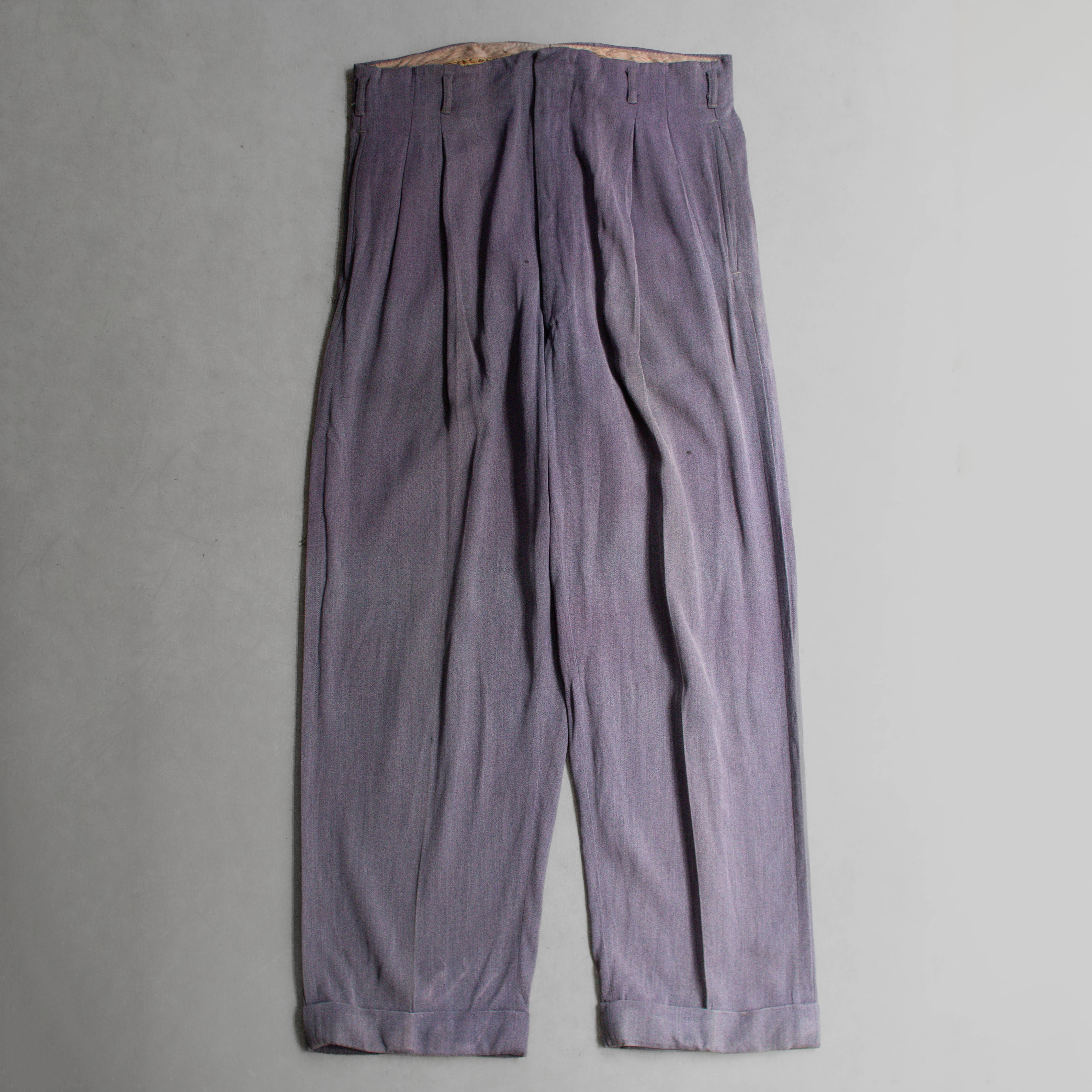 40-50S VINTAGE RAYON SLACKS  美國 藍灰 嫘縈 直筒 西裝 長褲
