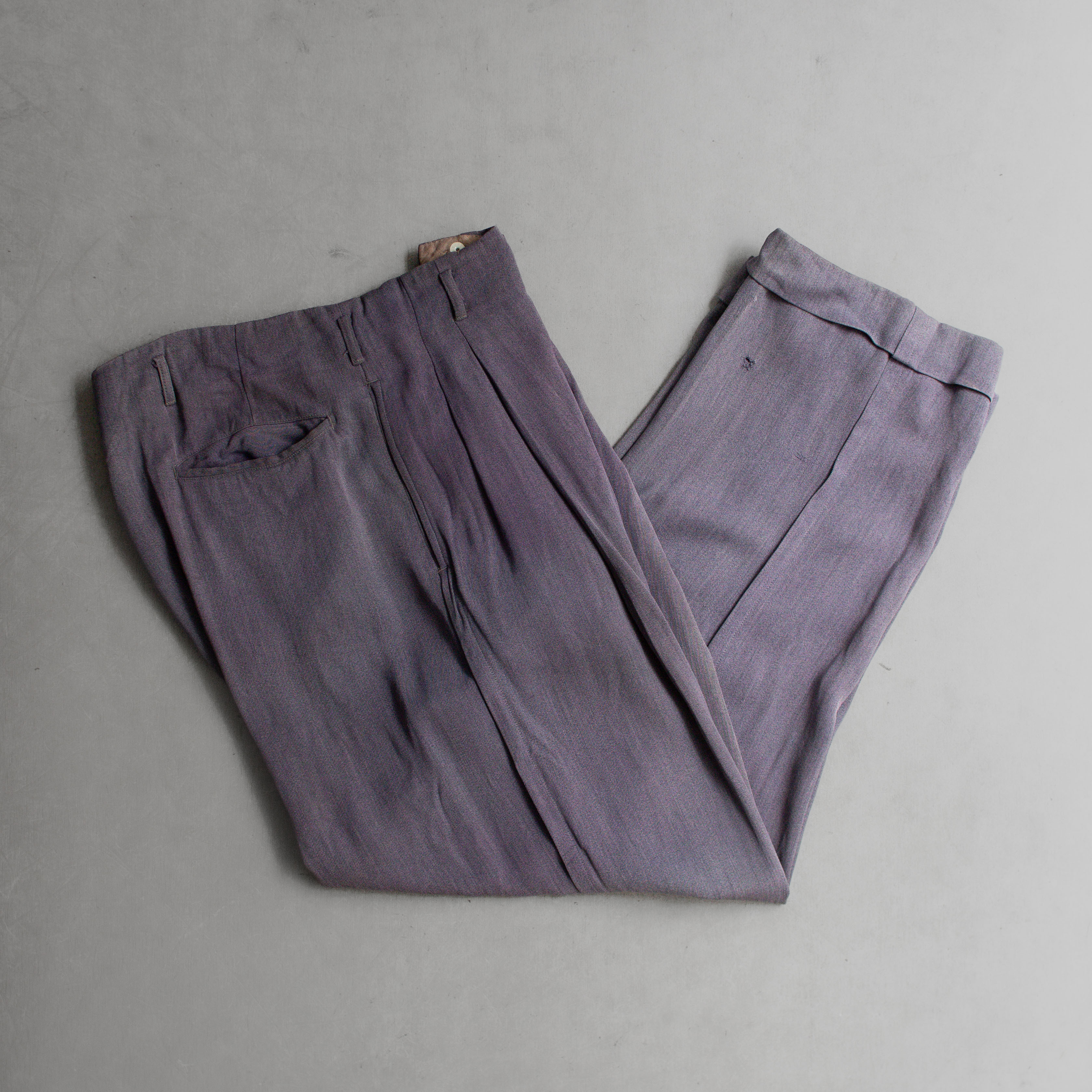 40-50S VINTAGE RAYON SLACKS  美國 藍灰 嫘縈 直筒 西裝 長褲