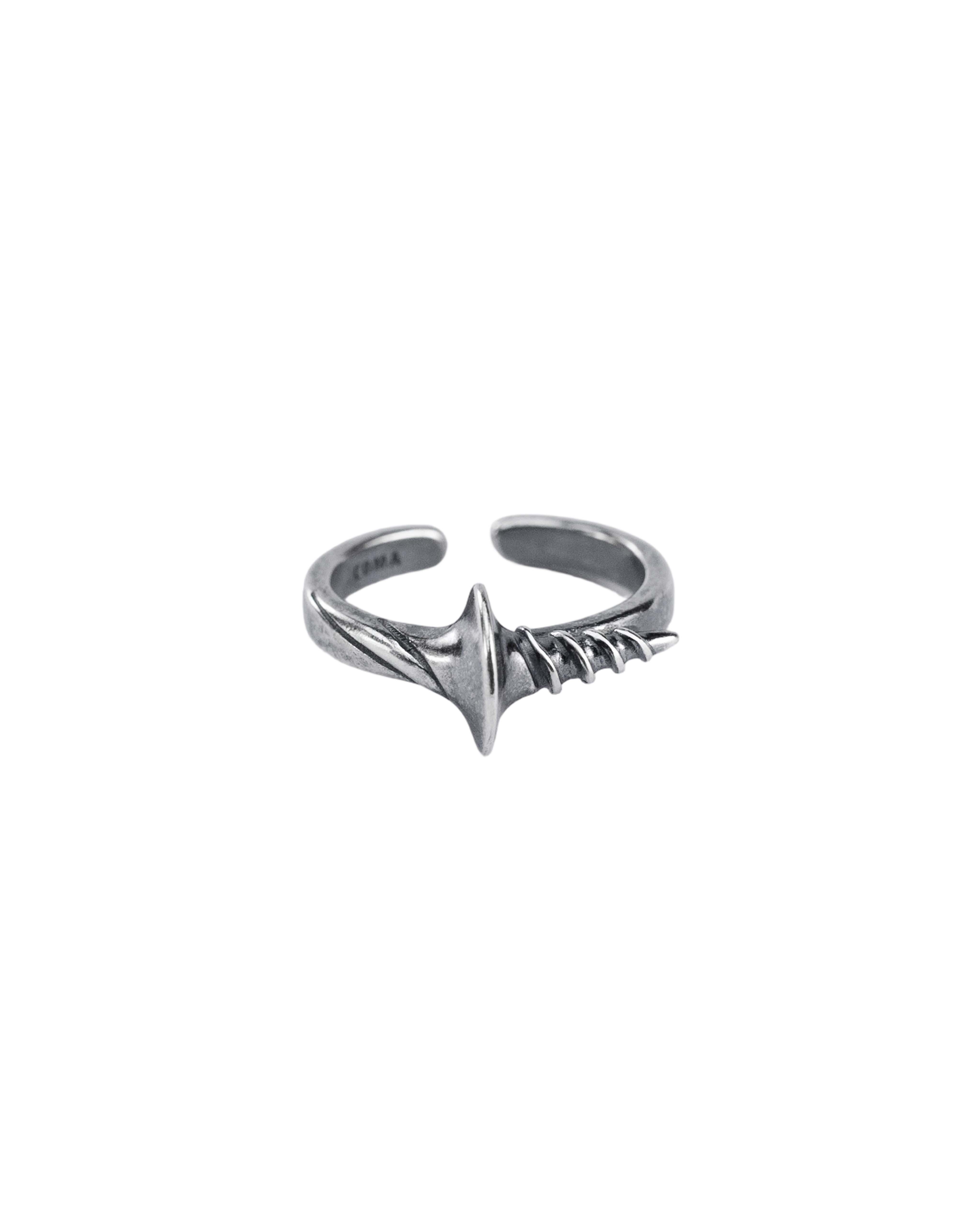 COMA AXIS SPINE RING, Antique Silver