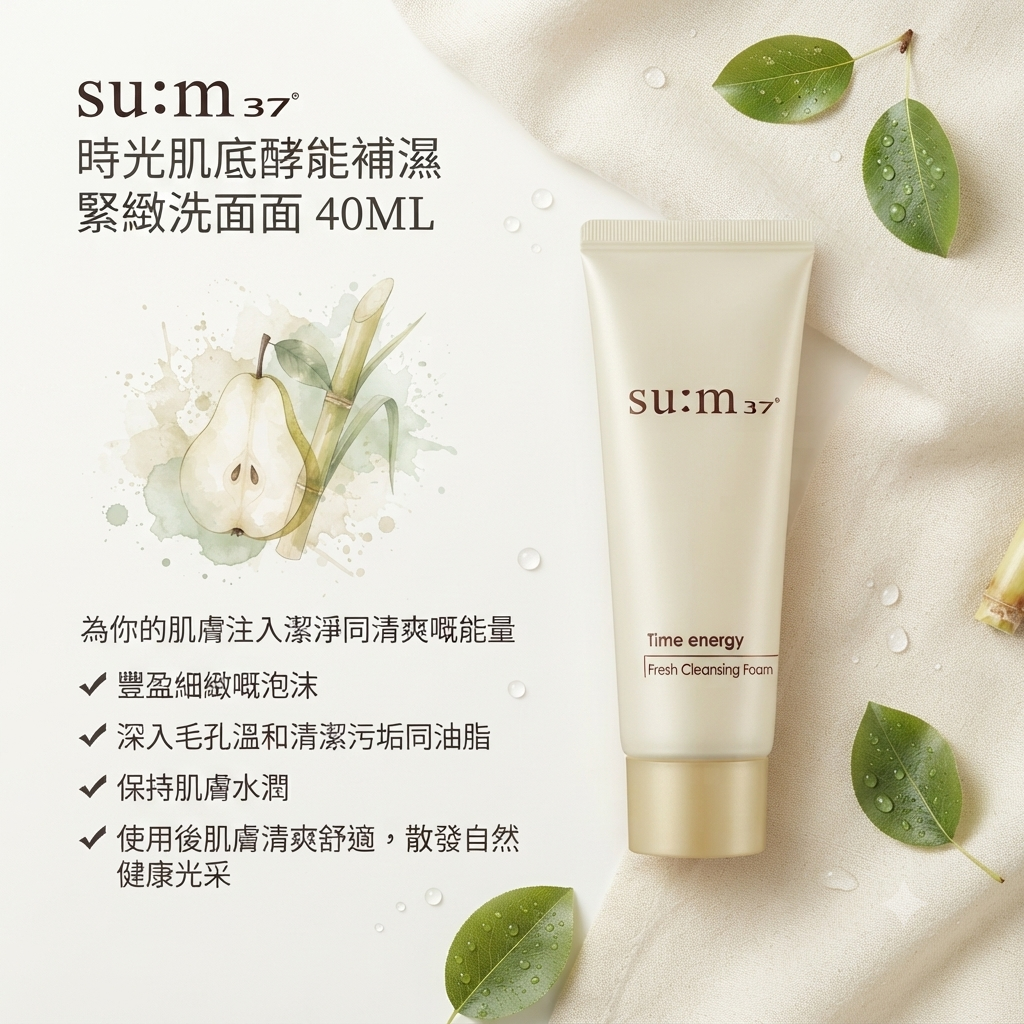 【su:m37 時光肌底酵能補濕緊緻洗面 40ML】