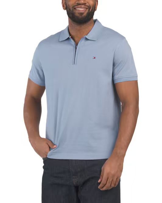 【直播】 TOMMY HILFIGER LX070336 Richard 男裝半拉鏈Polo短袖上衣 (霧霾藍)