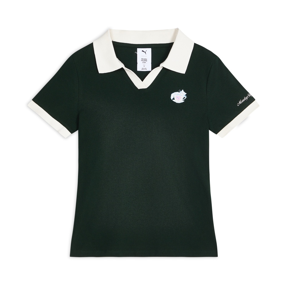 PUMA 短T MONDAY SLEEPING CLUB系列 森林綠 針織 POLO衫 女 63898470