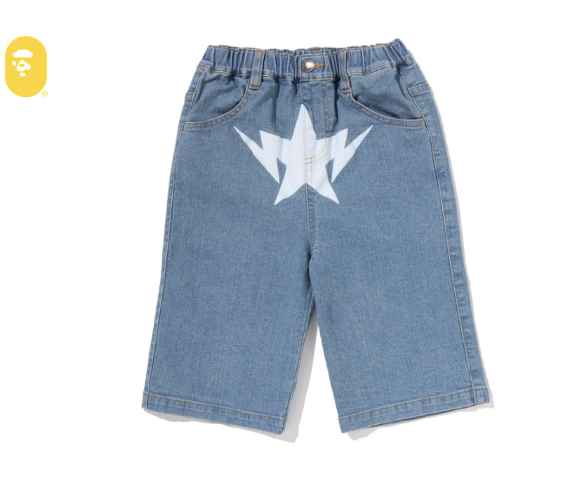【BAPE童裝】0704發售 七分褲TWIN STA 10 OZ DENIM SHORTS