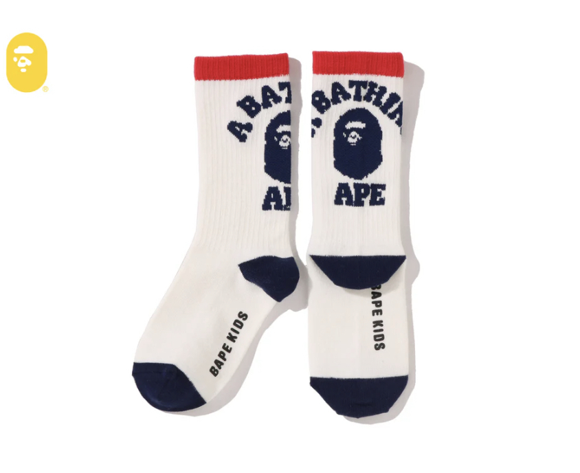 【BAPE兒童配件】0704發售COLLEGE RIB SOCKS