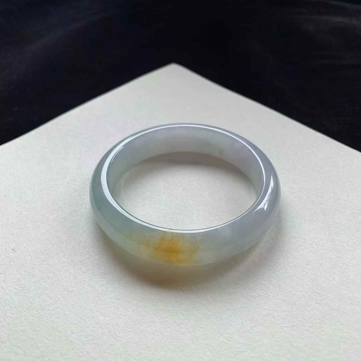 6172346 54.2mm冰黃翡正圈翡翠手鐲 (54-56)