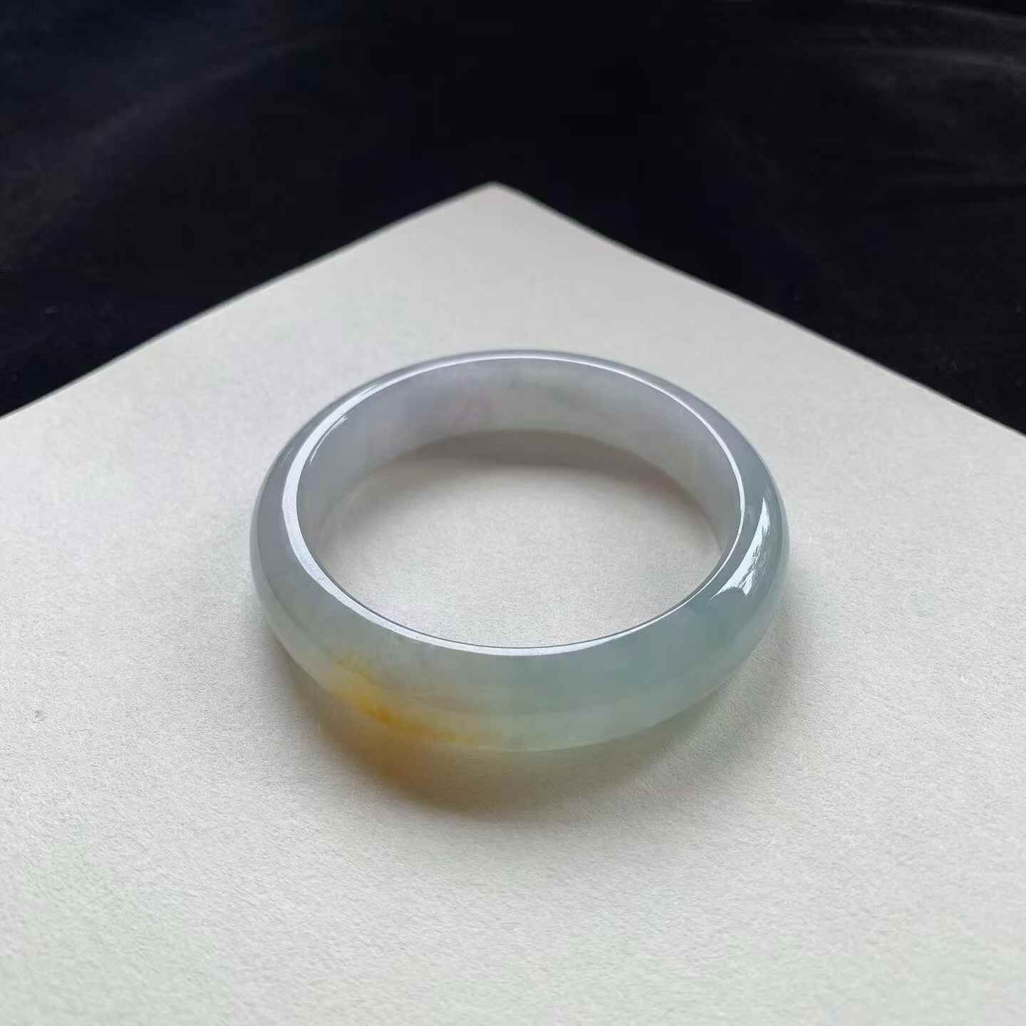 6172346 54.2mm冰黃翡正圈翡翠手鐲 (54-56)