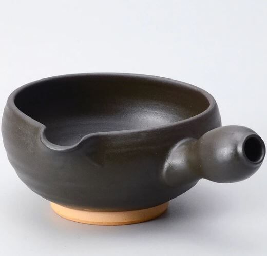 日本製 信樂燒 片口抹茶碗 黑