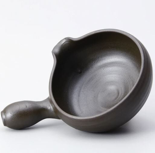 日本製 信樂燒 片口抹茶碗 黑