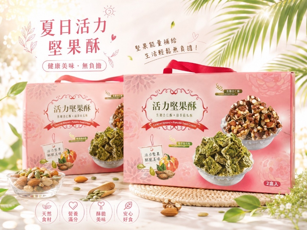 翠果子活力堅果酥禮( 綠茶南瓜堅果酥150g+焦糖杏仁酥150g)