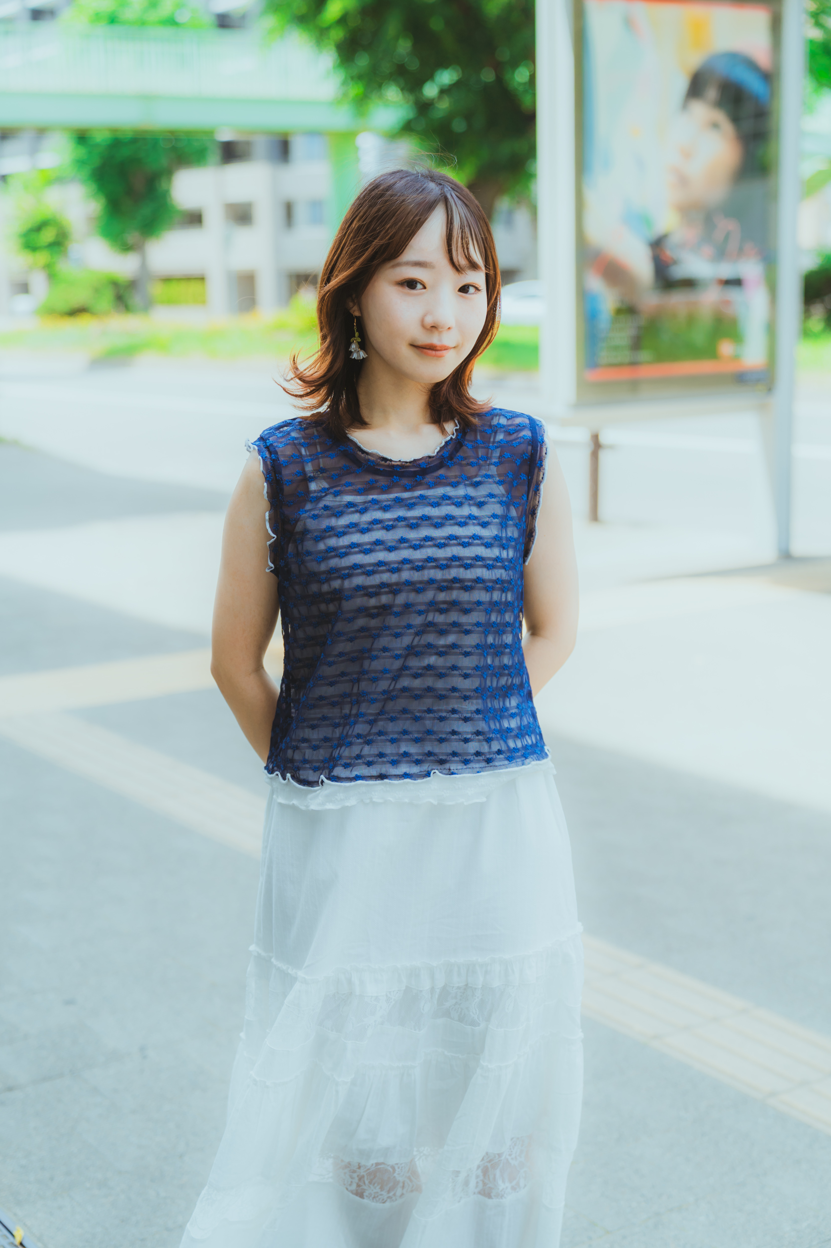 四色 / 透膚磨砂感小花拼色背心 / Contrast Trim Sheer Floral Mesh Tank Top