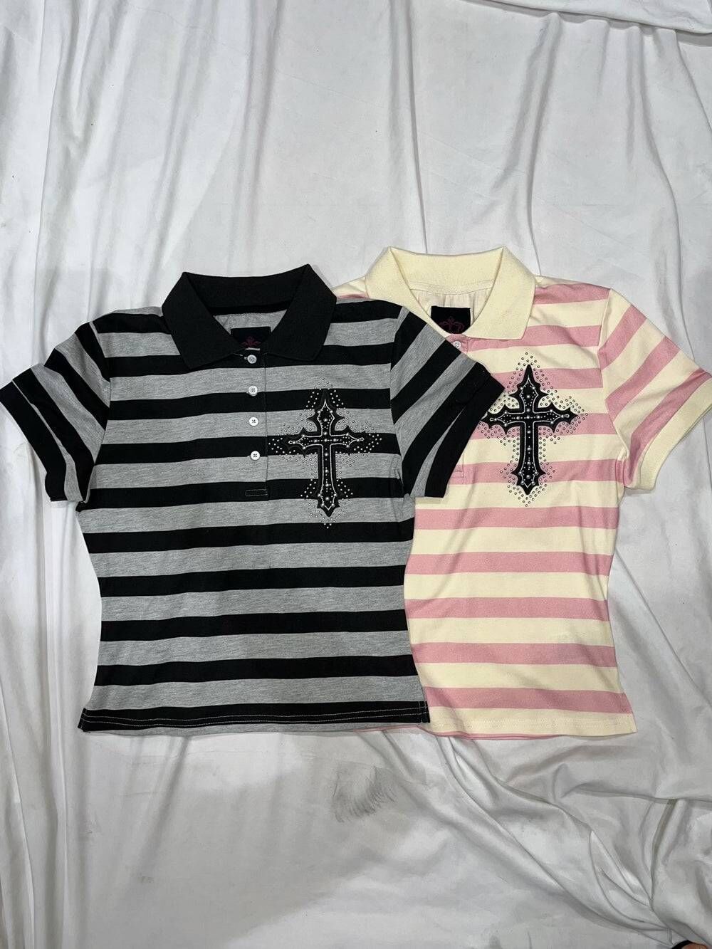 【9090 girl】0704發售新品 Cross Patch Stripe Polo ¥7,900