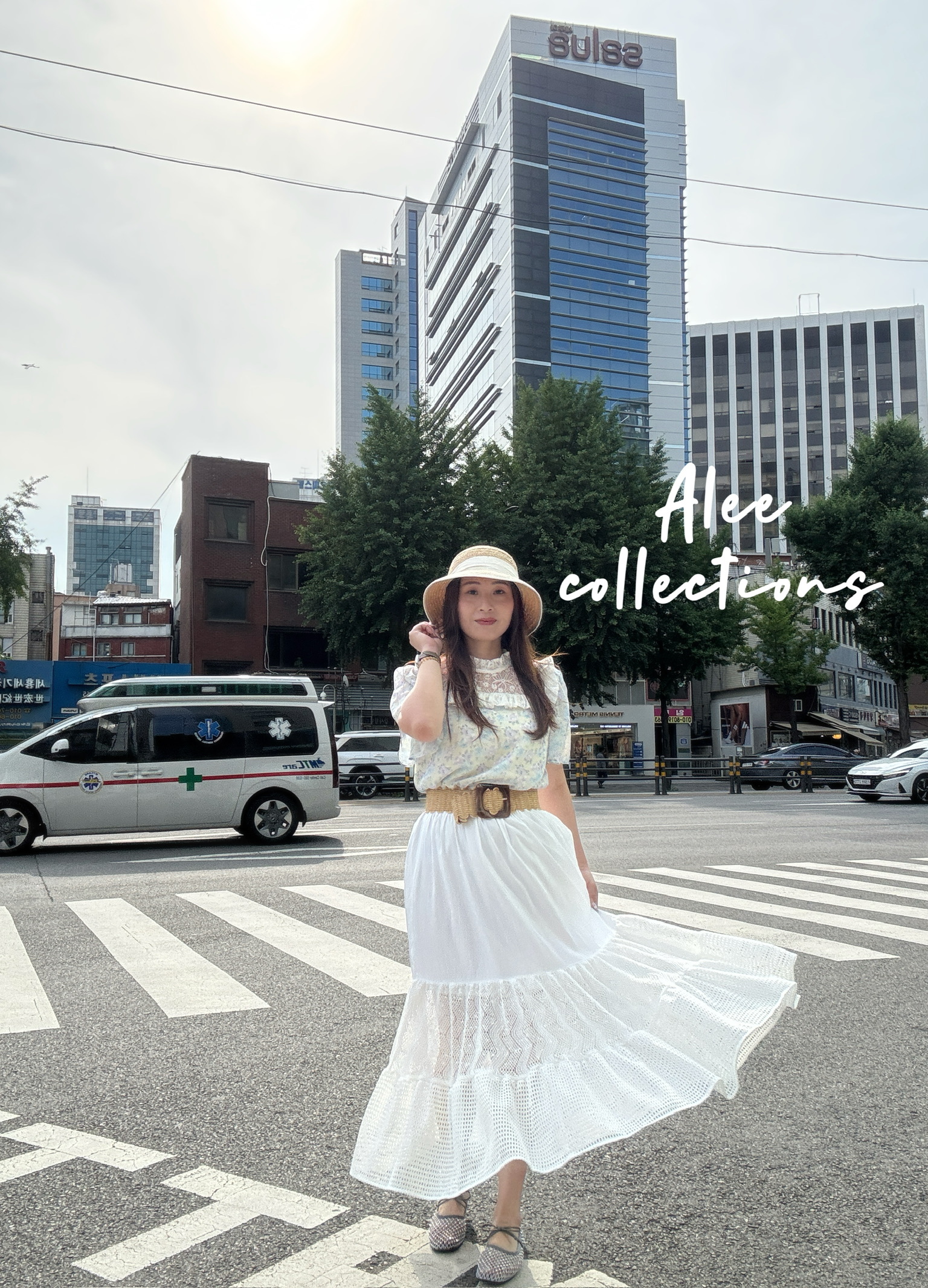 AL31 ALEE 自家韓國製 紫調碎花蕾絲荷葉小高領雪紡上衣