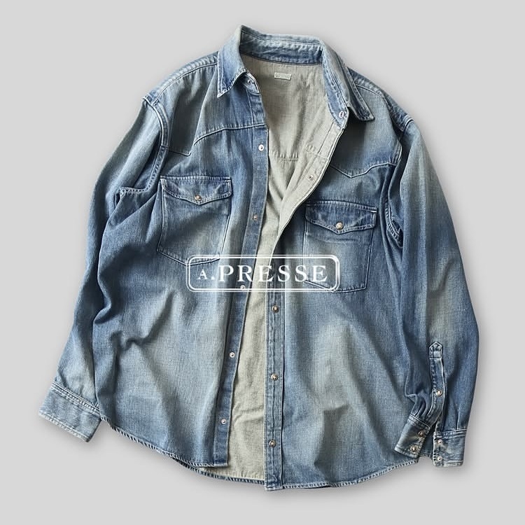 A.PRESSE 2026 A/W VINTAGE WESTERN DENIM SHIRT - PRE ORDER ITEM (預訂中)