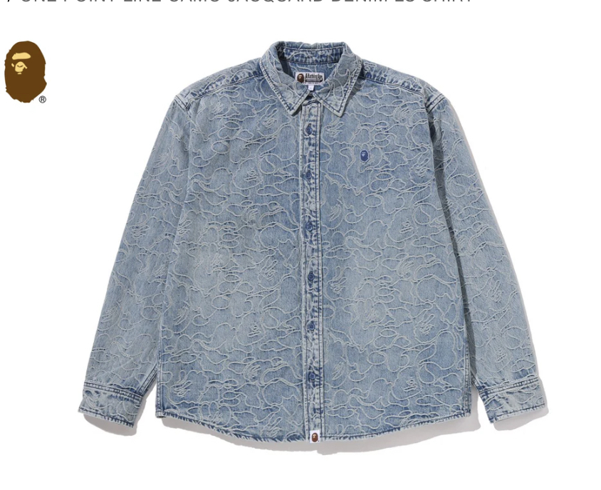 【BAPE男生】0704發售ONE POINT LINE CAMO JACQUARD DENIM LS SHIRT