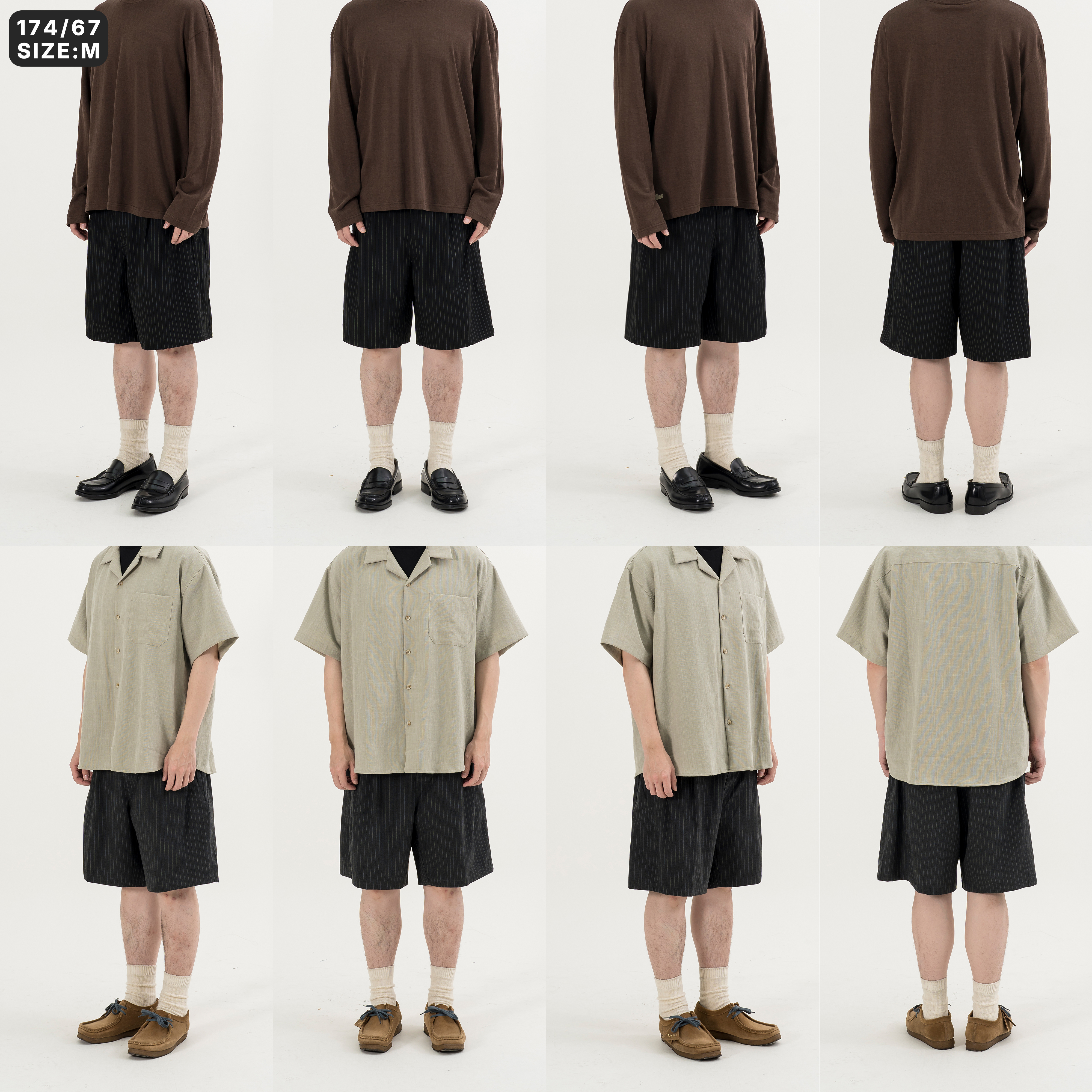 Striped Pleated Shorts 條紋 西裝五分褲 [O-A138]
