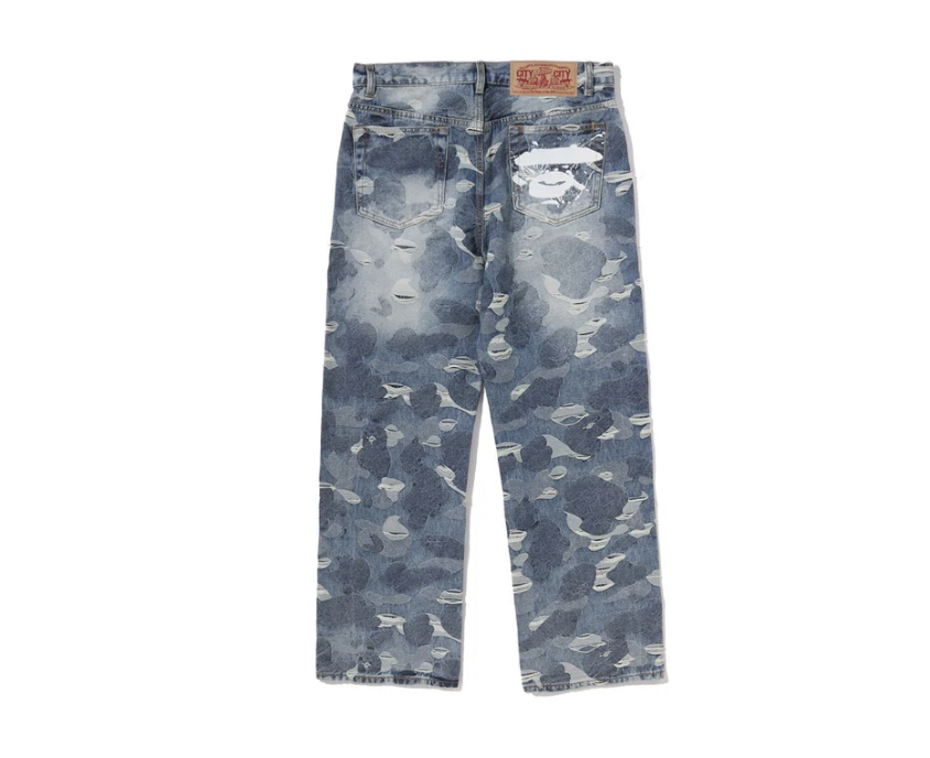 【BAPE男生】0704發售SOLID CAMO JACQUARD DENIM PANTS