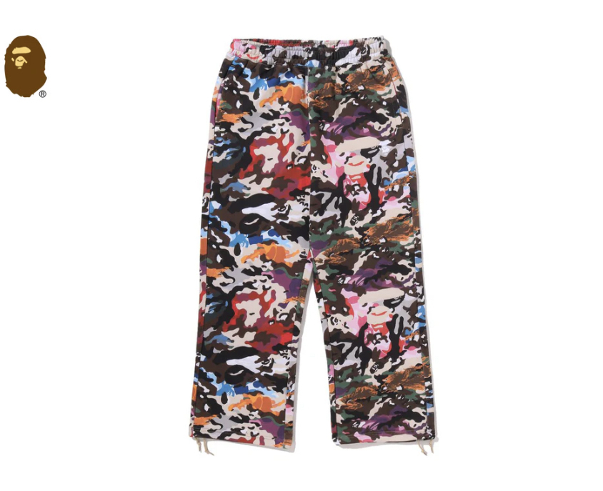 【BAPE男生】0704發售寬版HYBRID CAMO APE FACE LOGO RELAXED FIT SWEATPANTS