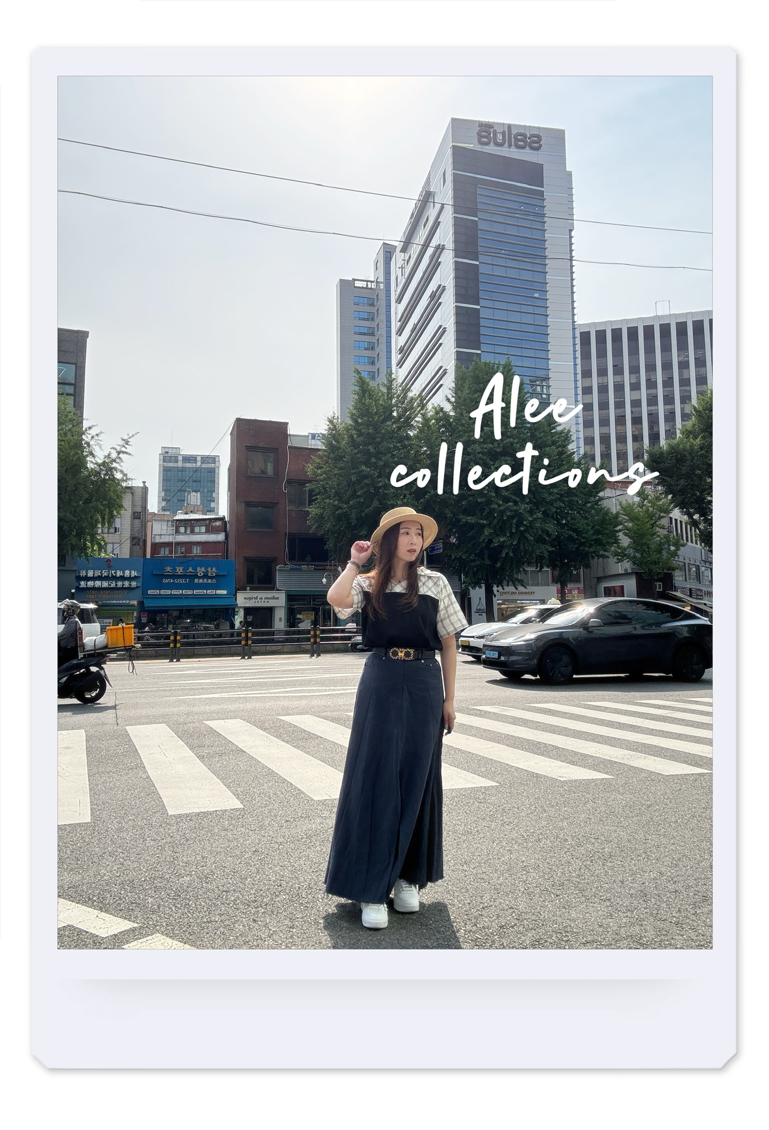 AL32 ALEE 自家韓國製 格紋拼接上衣