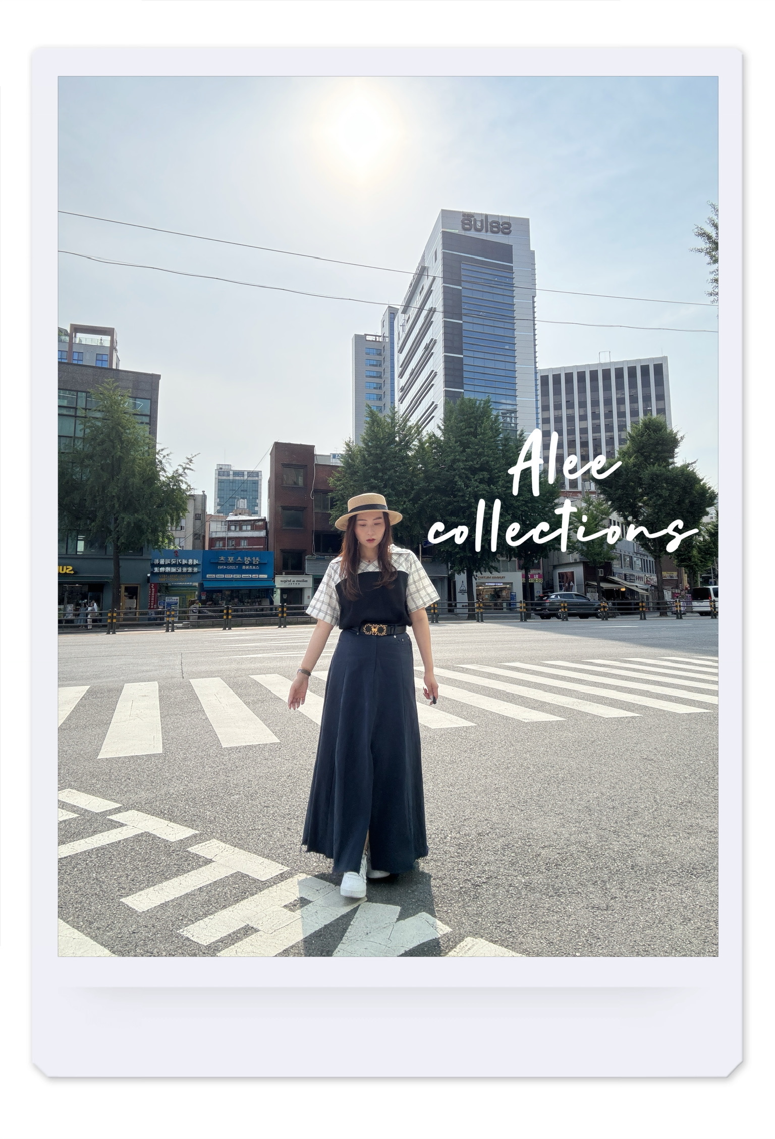 AL32 ALEE 自家韓國製 格紋拼接上衣