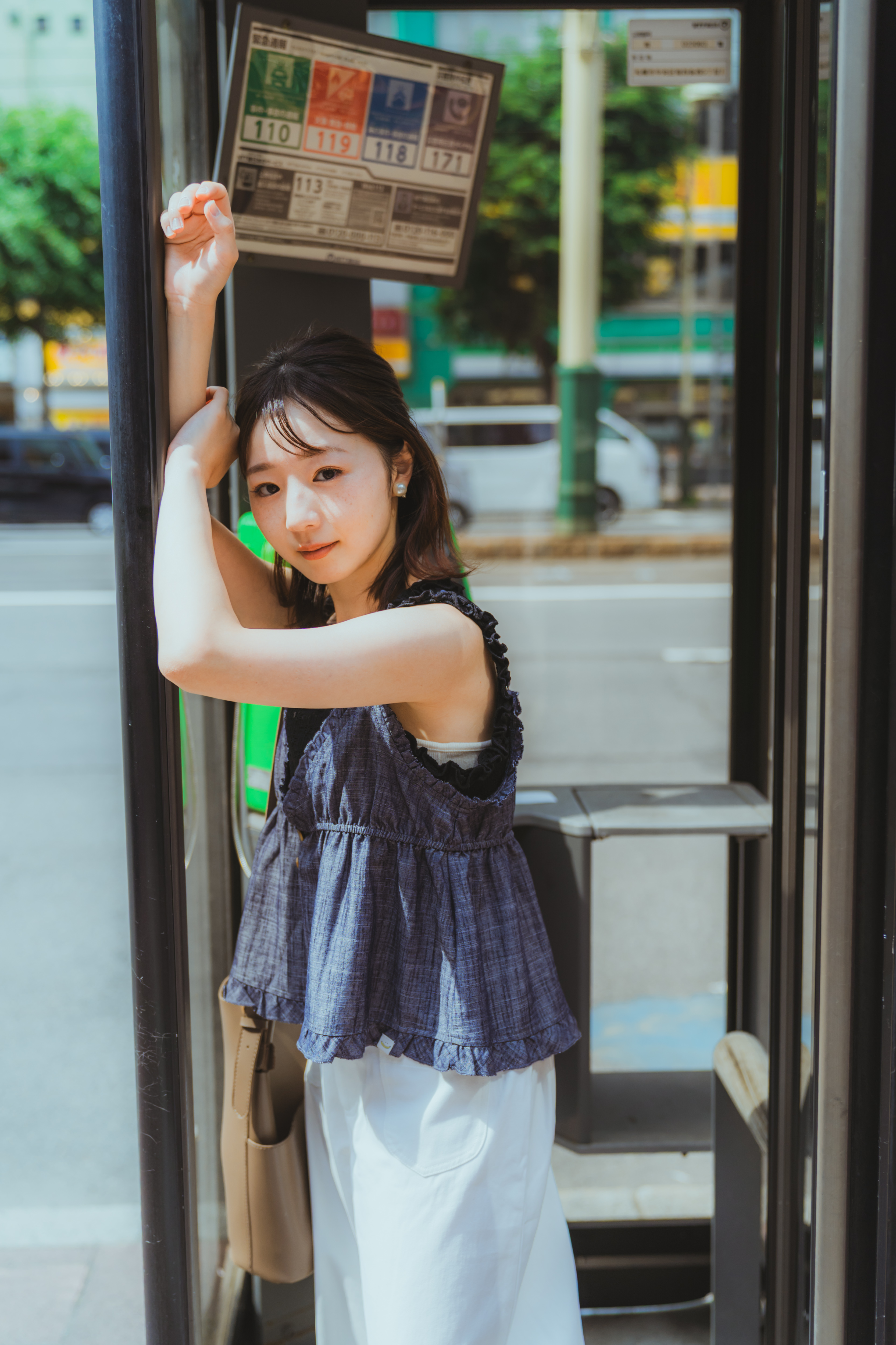 兩色 / 法式田園感棉麻V領馬甲 / Rustic Chambray V-Neck Peplum Top