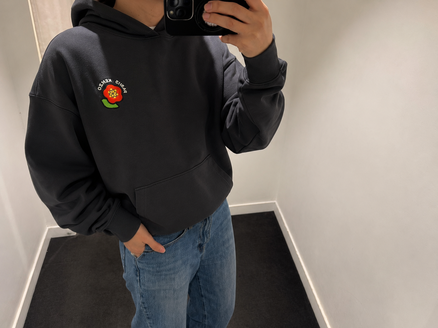 LYS02027 Kenzo 新款小花連帽衛衣黑色
