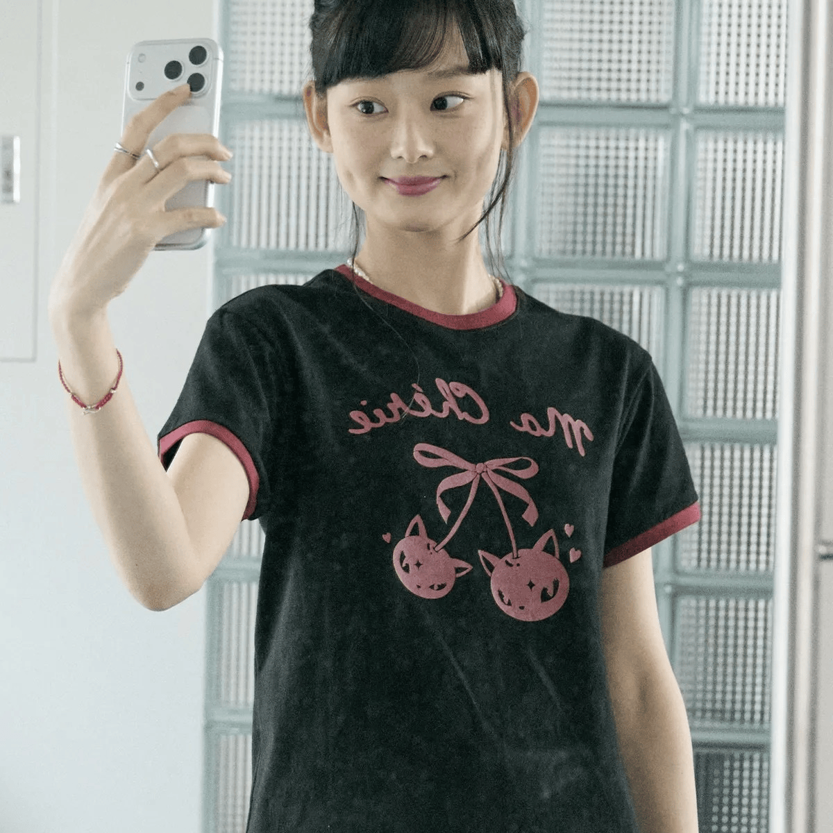 CPGN STUDIO｜Cherry Cats CROP Ringer T-Shirt [2 colors] CP223