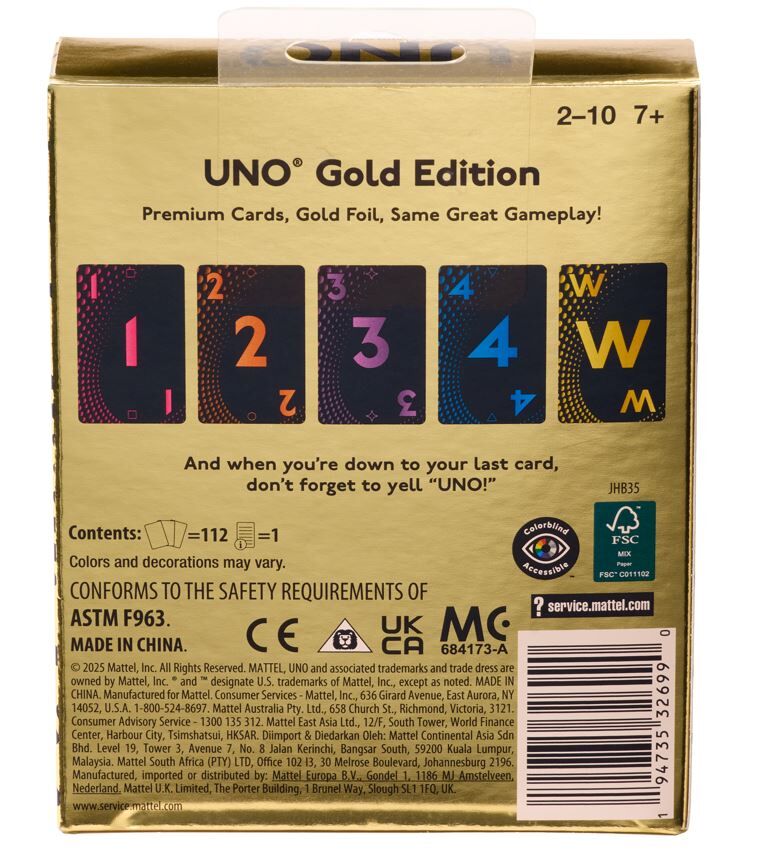 UNO Gold UNO卡牌遊戲:黃金版