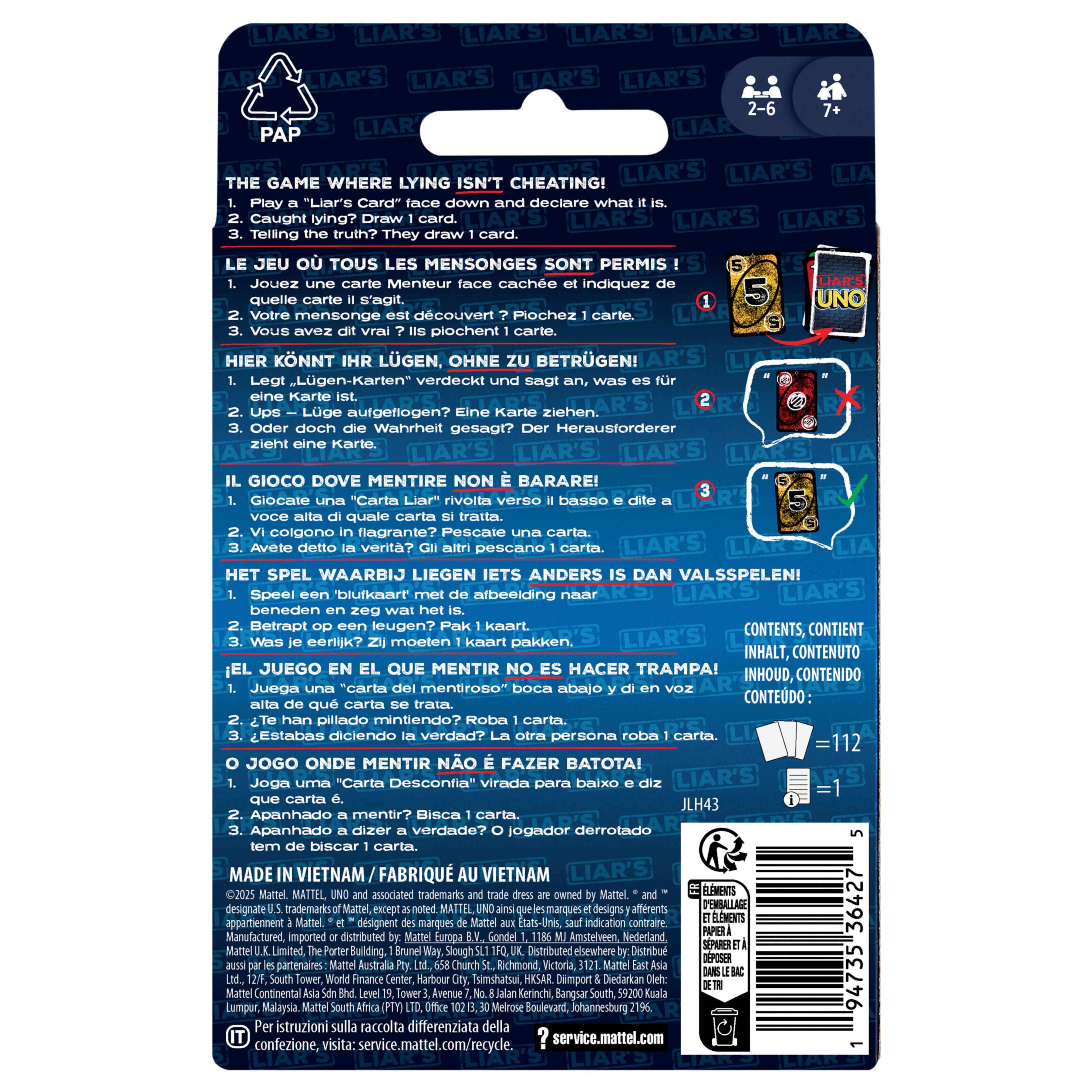 Liar's UNO UNO卡牌遊戲:吹牛