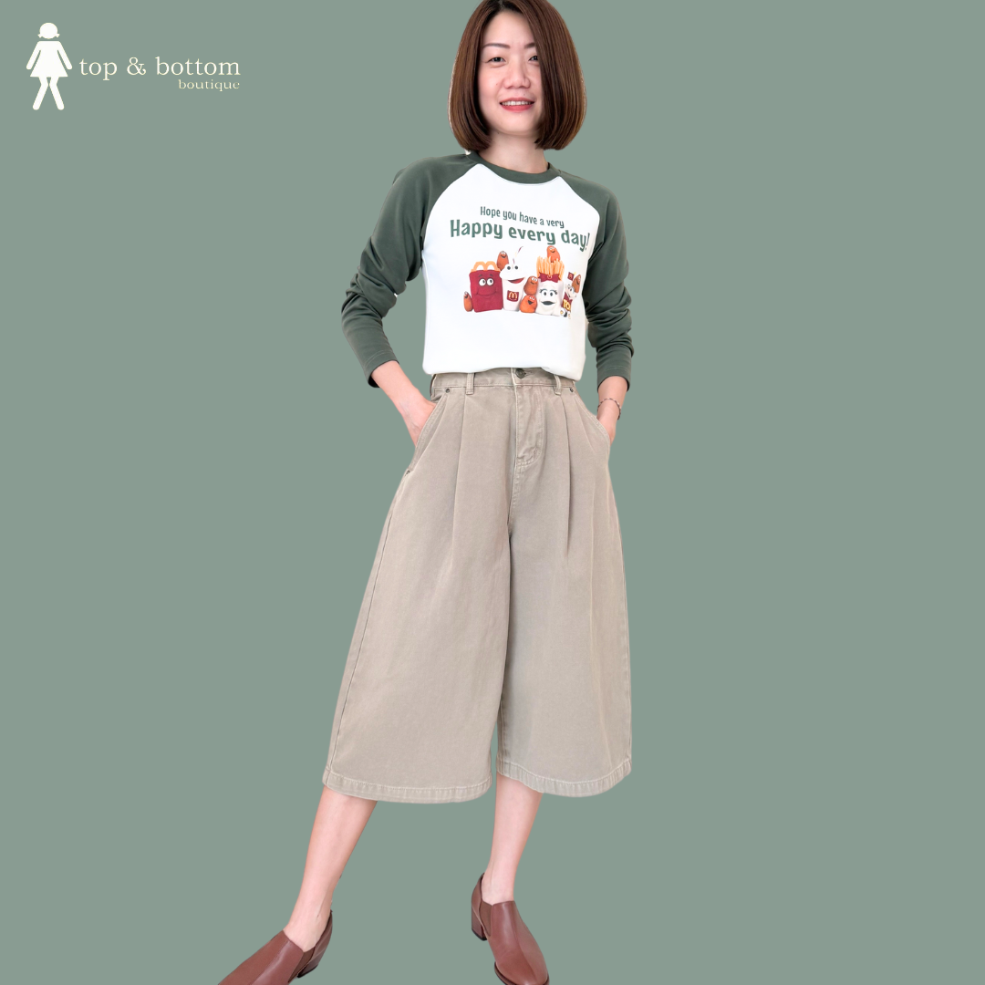 HIGH WAISTED DENIM 3 QUARTER PANT
