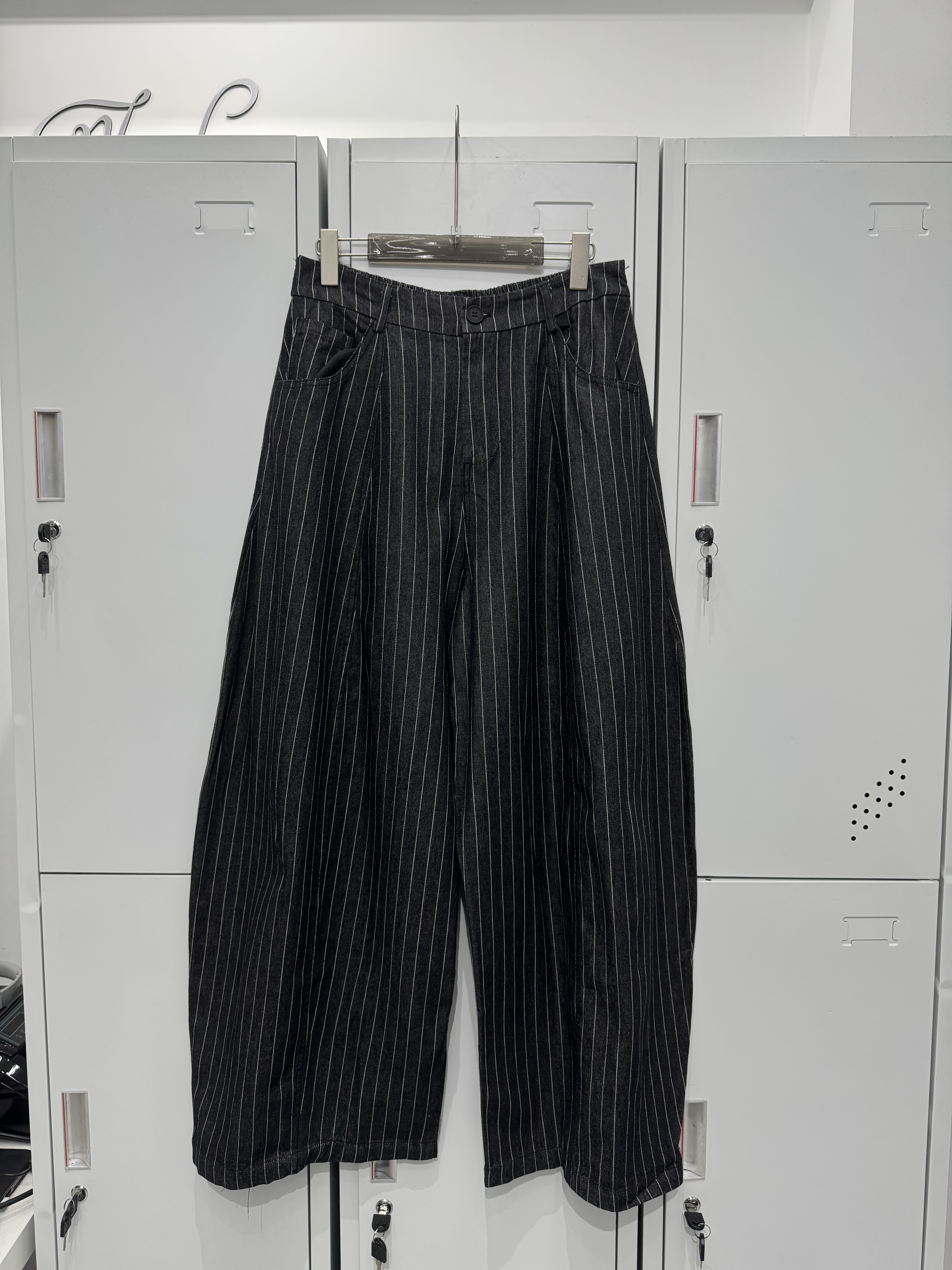直紋牛仔氣球褲