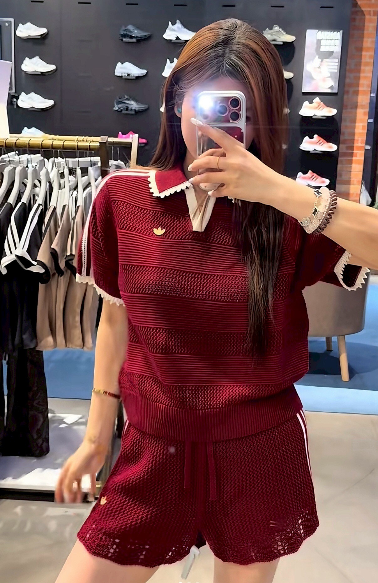 【Luxury】 ADIDAS ORIGINALS RESORT 休閒條紋純棉針織運動上衣運動短褲 針織衣 度假風 簍空設計POLO衫 女款 KX0713 KX0714 KX0723 KX0724
