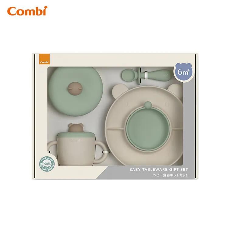 Combi 小熊鉑金矽膠餐具禮盒套裝 81408