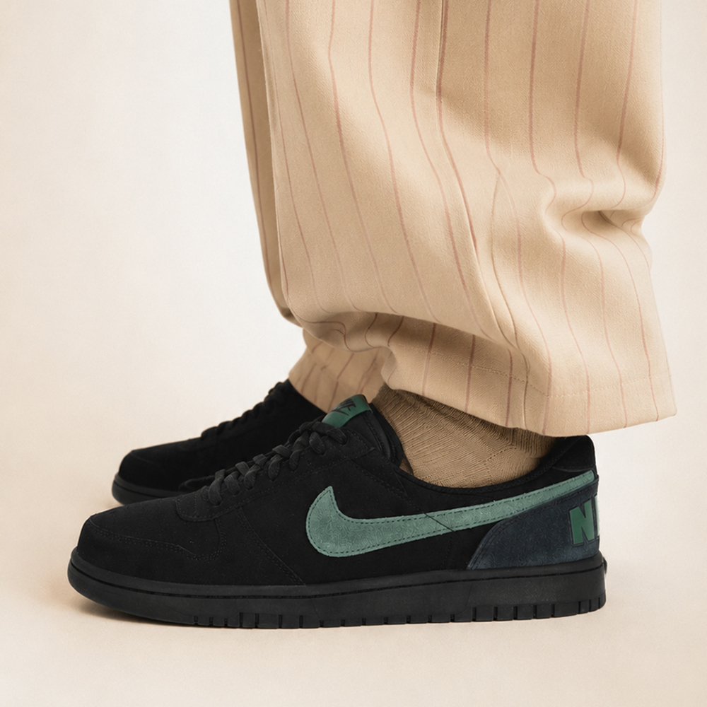 Nike Big Low Lux 男鞋 黑綠色 麂皮 板鞋 運動 休閒鞋 854166-008
