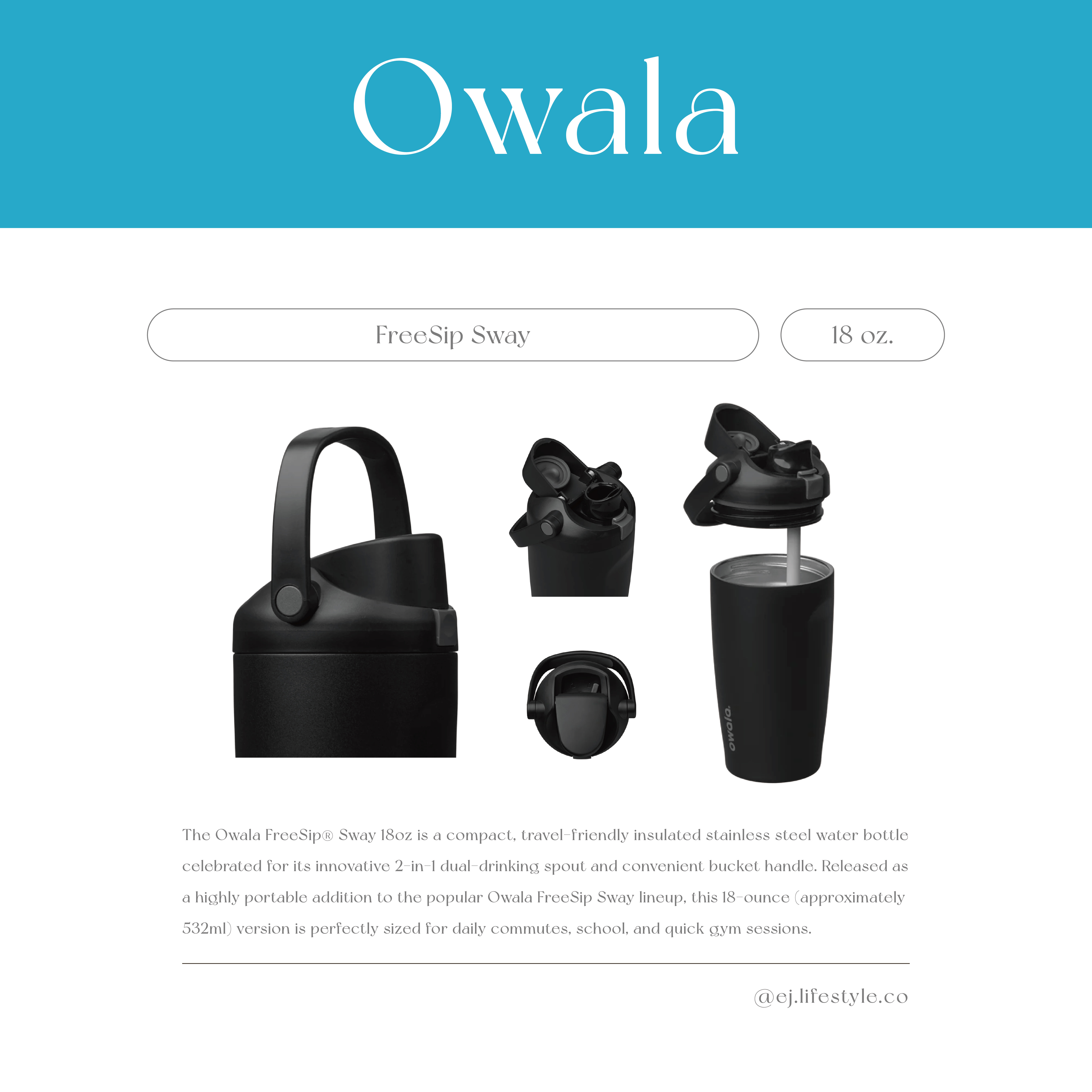 🇺🇸 OWALA FreeSip Sway 撞色 不鏽鋼保溫杯 直飲杯 手提杯 18oz 532ml / 預購