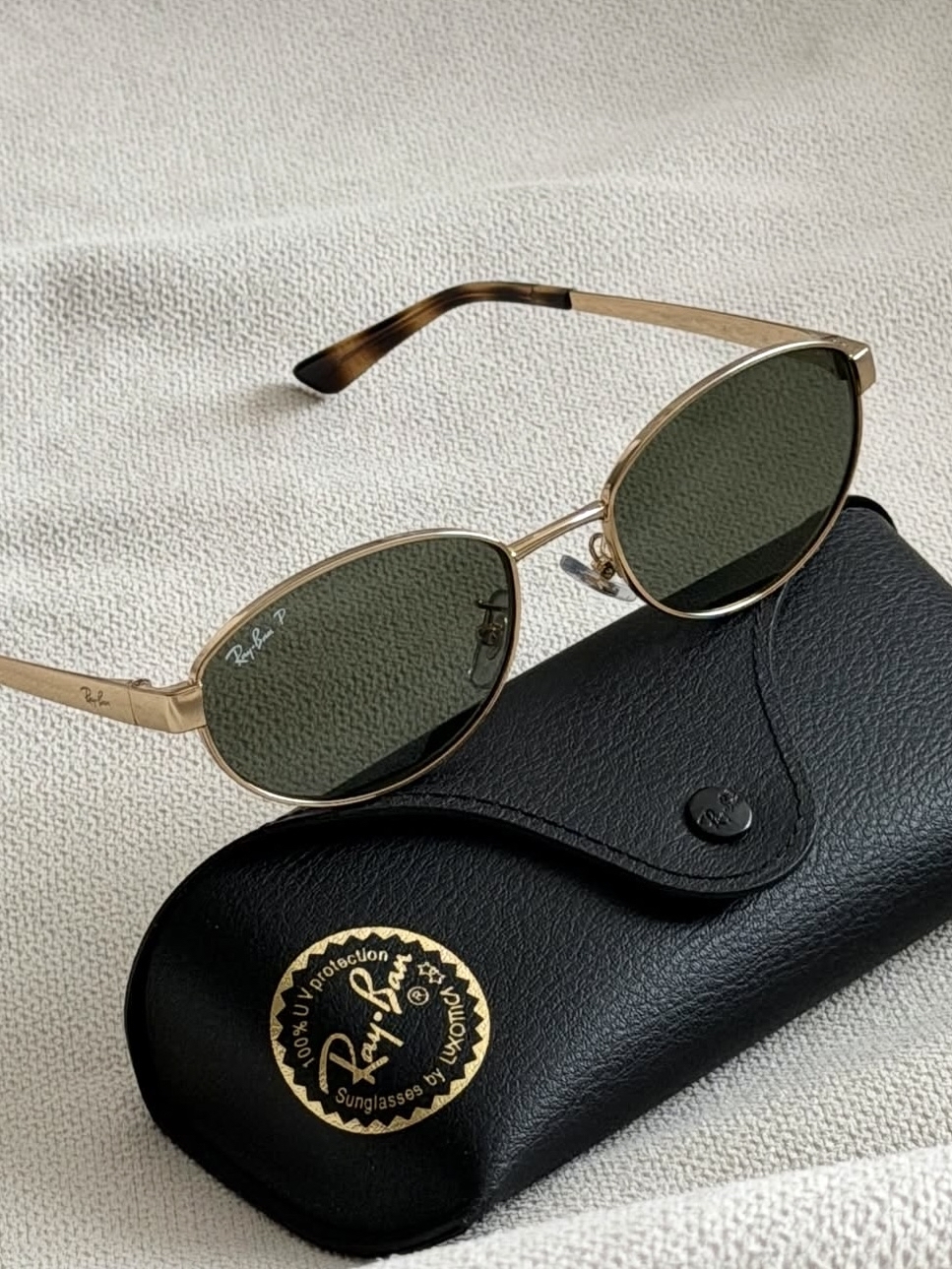 代購-〈JENNIE同款〉RayBan雷朋 金屬 橢圓 偏光太陽眼鏡 墨鏡 RB3774D 001