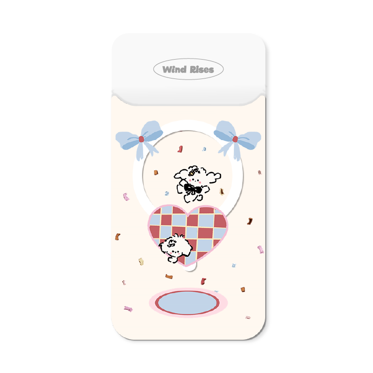 【捲捲小狗-愛心彩帶】手機磁吸背板