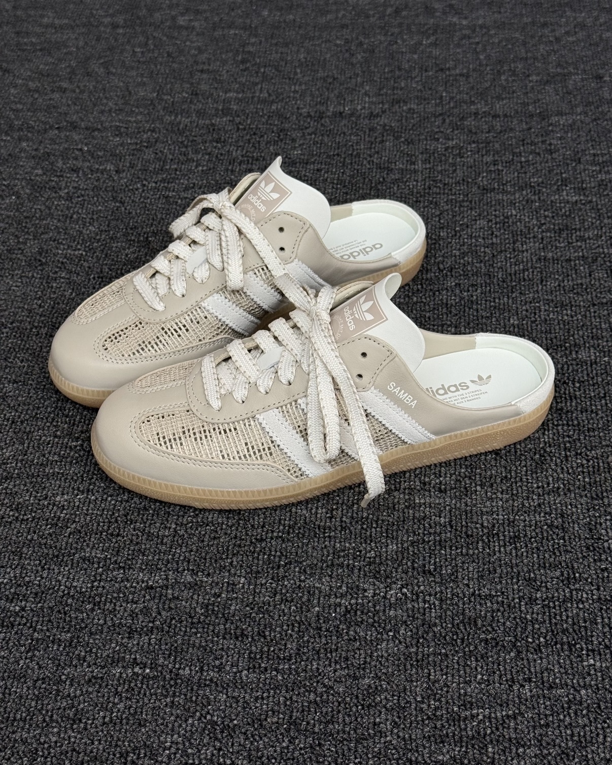 ADIDAS ORIGINAL SAMBA MULE 奶茶灰 米灰 白色 焦糖底 編織設計 穆勒鞋 懶人鞋 拖鞋 涼鞋 女鞋 HP5051 / 現+調