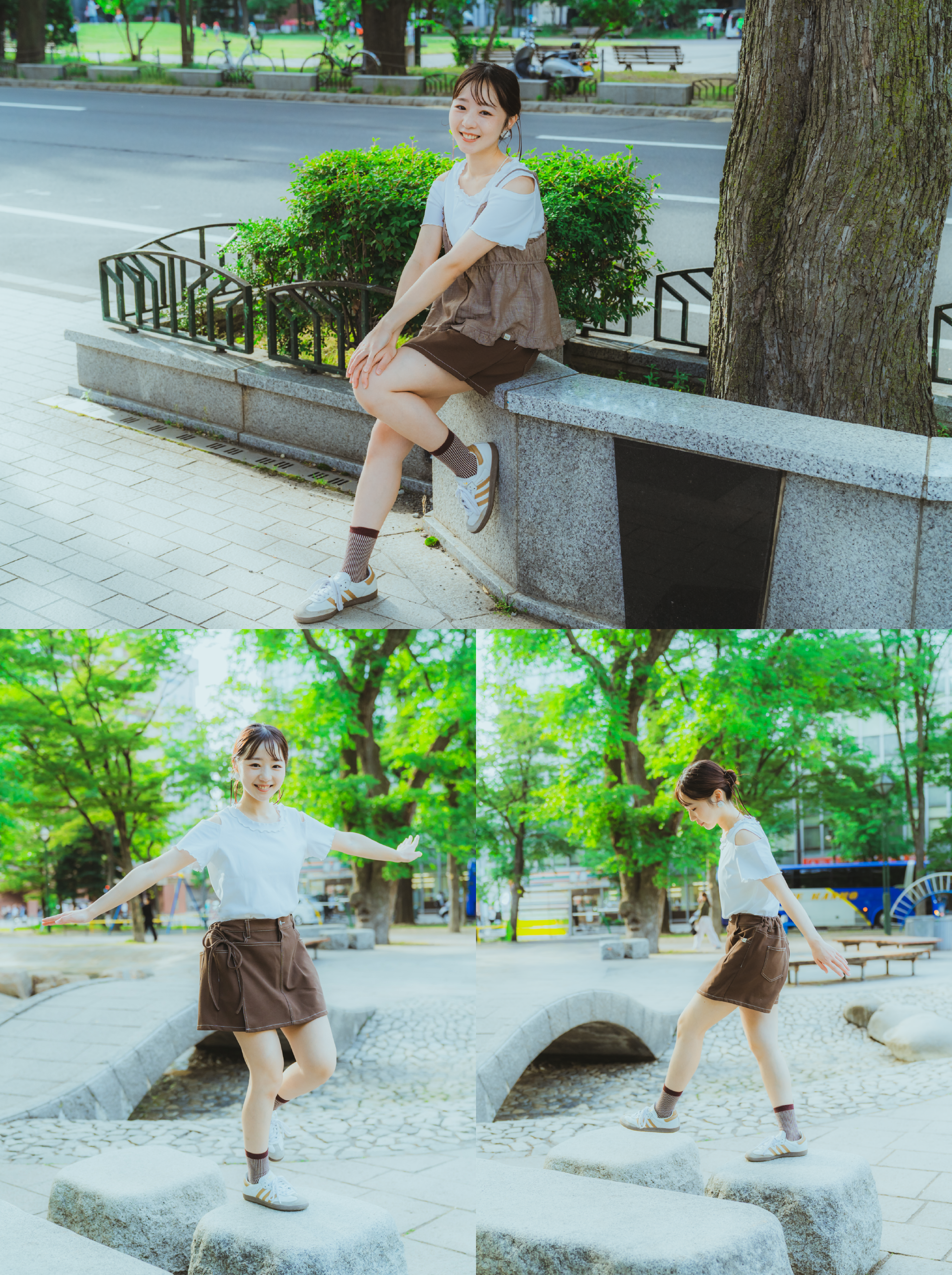 三色 / 明線微彈斜紋綁繩短裙褲 / Contrast Stitch Side-Tie Stretch Twill Skort