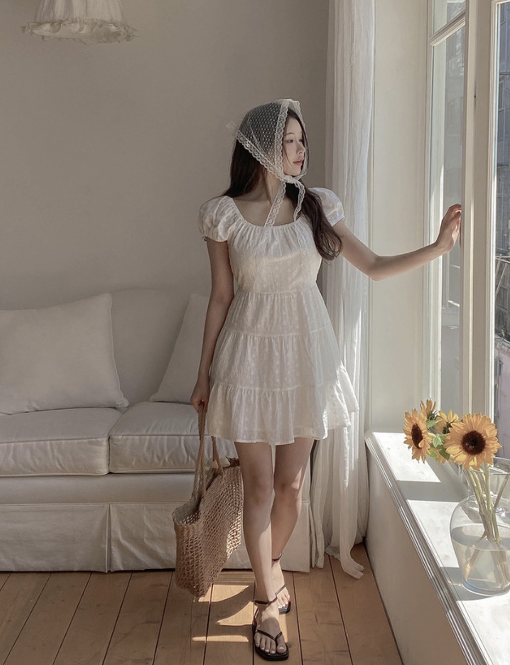 【仙女感滿滿💗】預訂 LOVELY FLOWER PUNCHING DRESS | WHITE