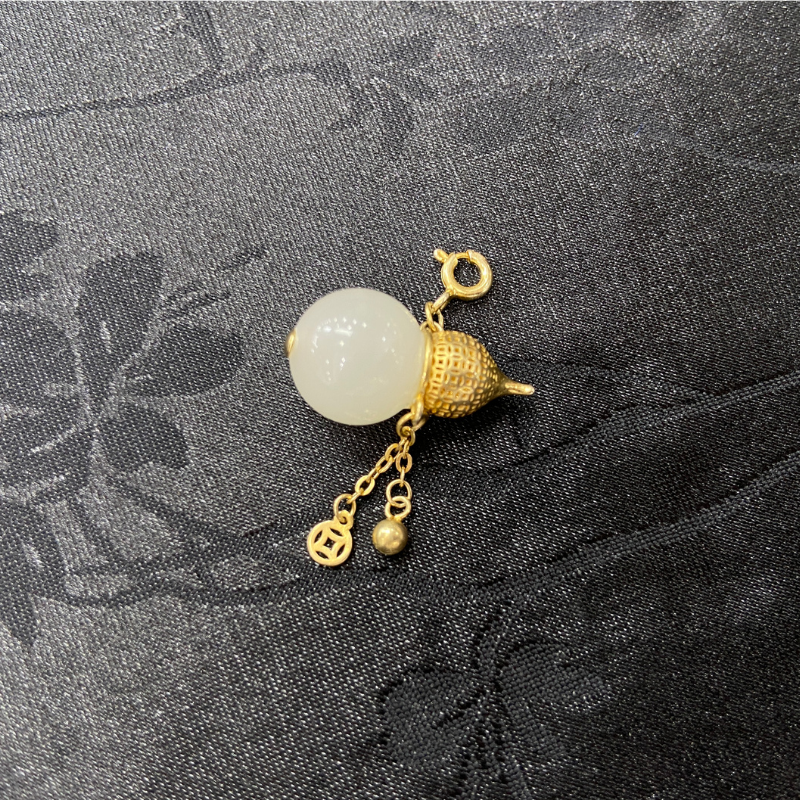 CNAG0707-303 白玉鑲銀白玉葫蘆12JEIDFA-56187【連合金鏈連盒連證書】*隨機紋理款一件 (A3)